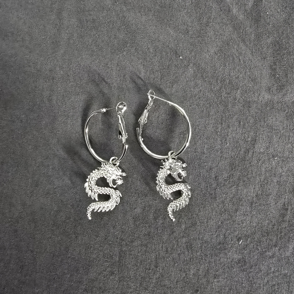 Mystical Silver Dragon Earrings